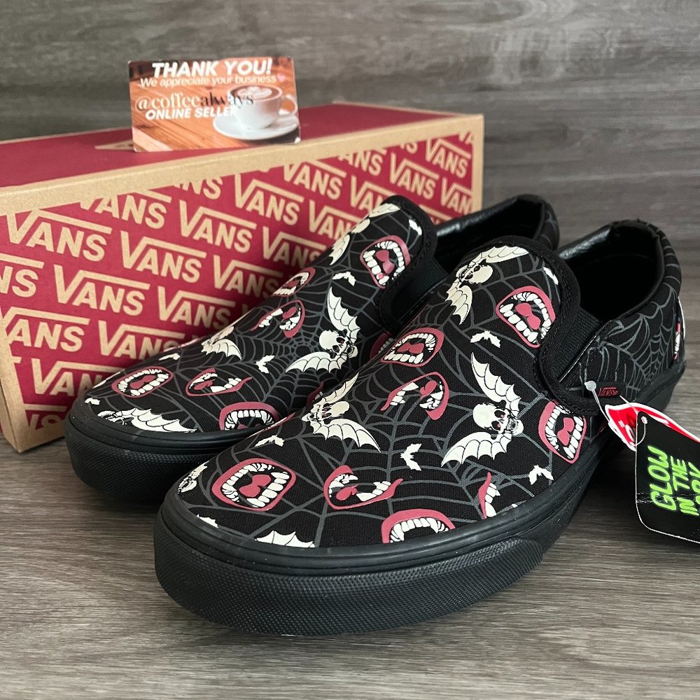 Vans Classic Slip-On Glow Frights Black Glow In The Dark Men's NWB